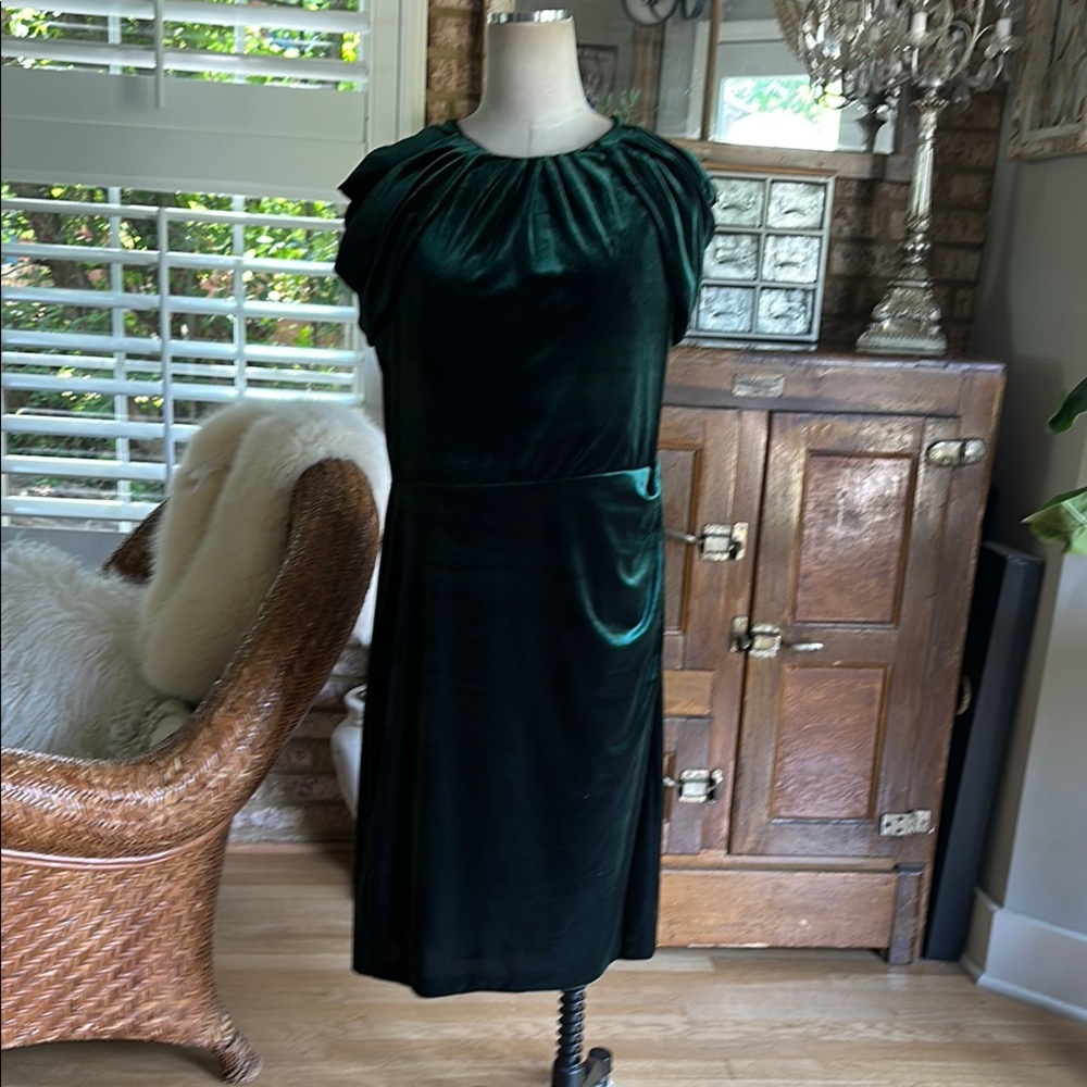 LAUREN Ralph Lauren BLACK LABEL LUXURY GREEN VELVET DRESS PLUS 16 NEW STRETCH